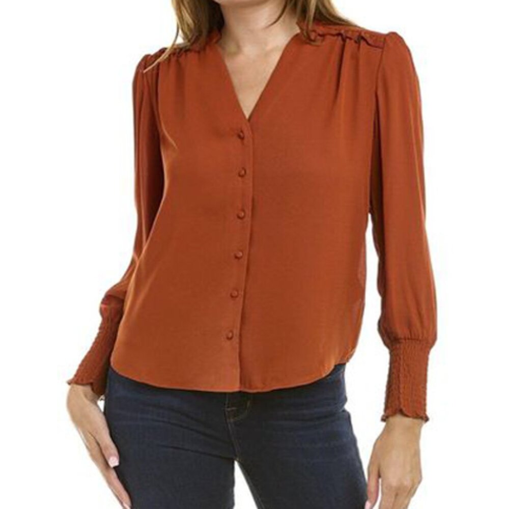Nanette Lepore Pumpkin Spice Burnt Orange Rust Blouse, 1X